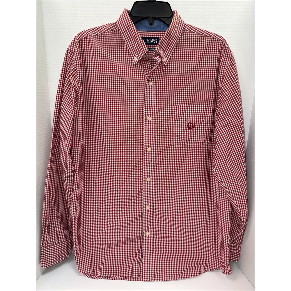 Chaps Shirt Men's Size Large Red Plaid Long Sleeve Button Up